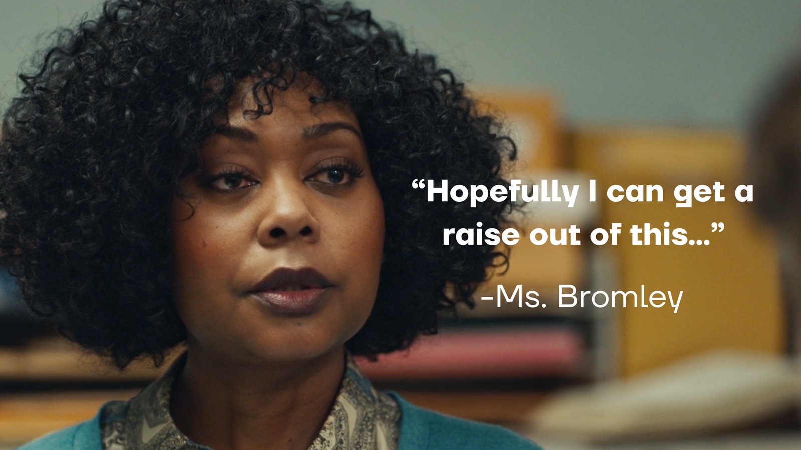 Quote slide attributed to Ms. Bromley, over a close up portrait