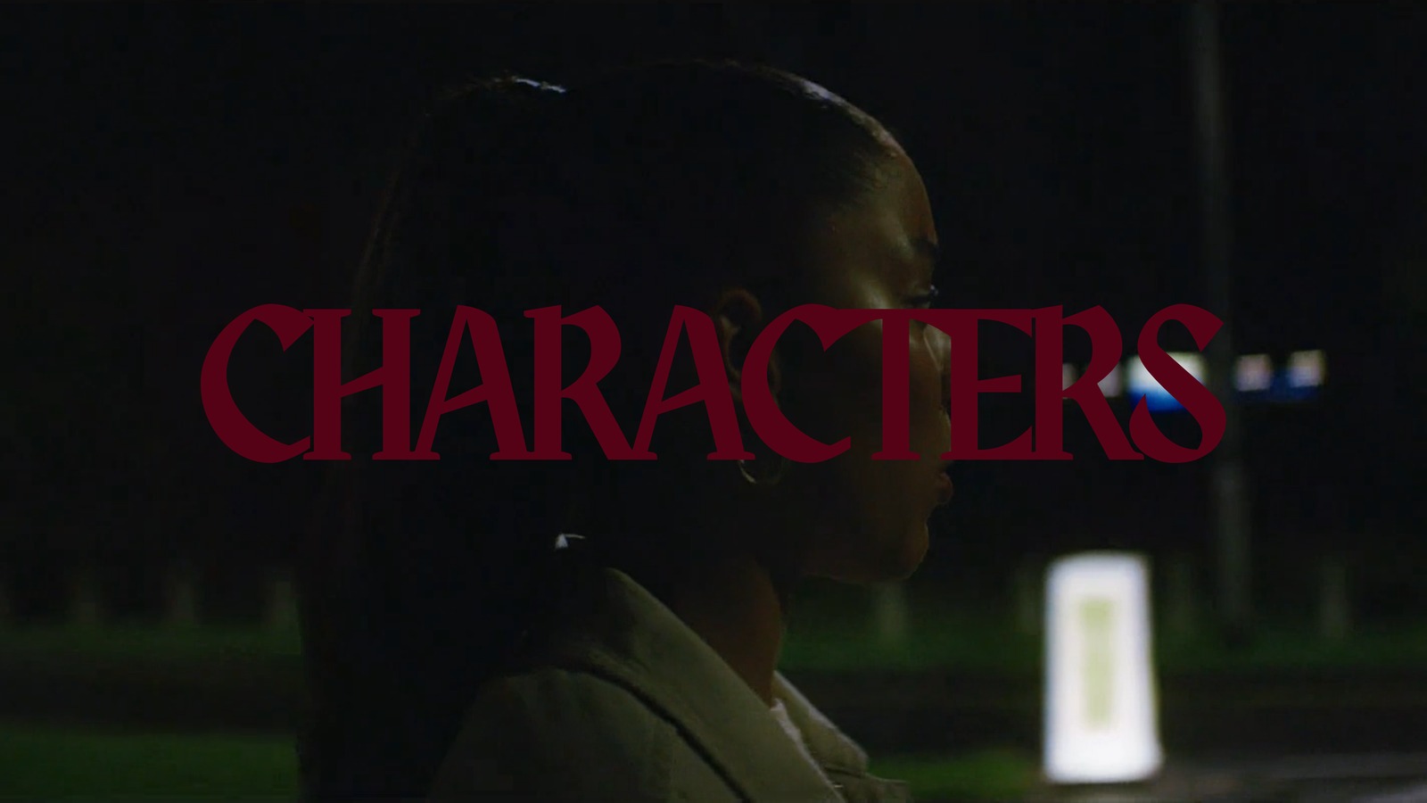 Characters divider slide over a night time portrait